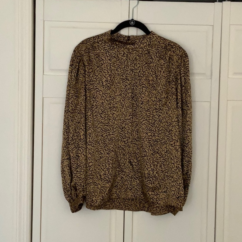 FRAME Shirred Silk Mock-Neck Blouse